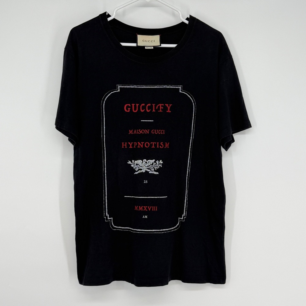 Gucci Black Guccify Maison Gucci Hypnotism Graphic T-Shirt 493117-X3N38 Mens M‎